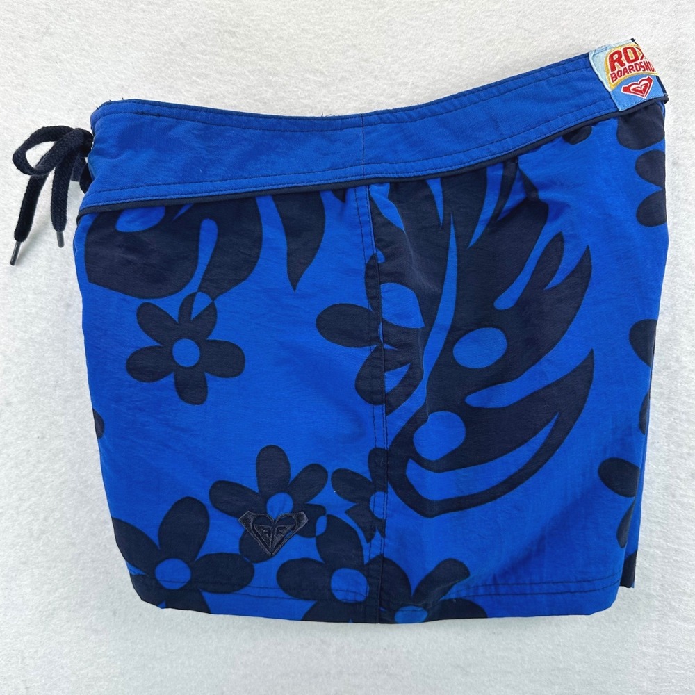 Vintage Roxy Quiksilver Blue Floral Board Shorts Juniors Size 1 Y2K Hibiscus - Picture 3 of 14